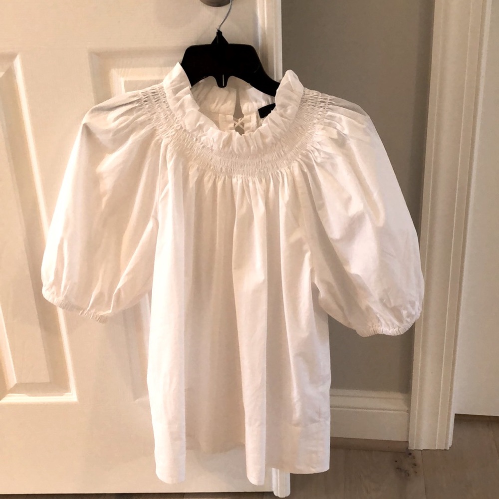 JCrew Cotton top with puffy sleeves . Size small
